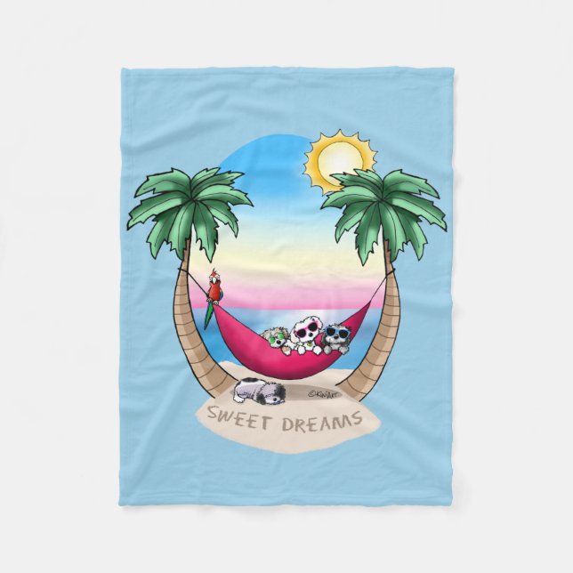 Manta Polar Sueños dulces tropicales de KiniArt Havanese (Anverso)