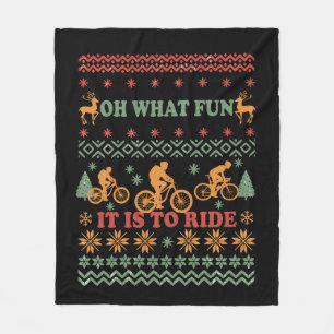 Manta Polar Suéter de navidad feo montando en bicicleta