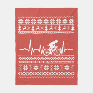 Manta Polar Suéter de navidad feo montando en bicicleta