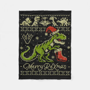 Manta Polar Suéter feo de Navidad de dinosaurio - Navidad dive
