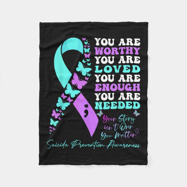 Manta Polar Suicide Prevention Awareness Teal Purple Ribbon Bu (Anverso)