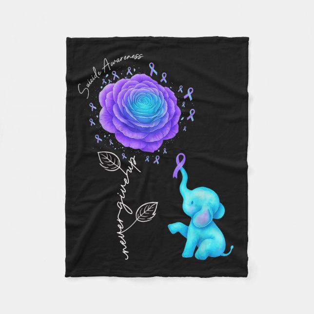 Manta Polar Suicide Prevention Teal Purple Flower Elephant Rib (Anverso)