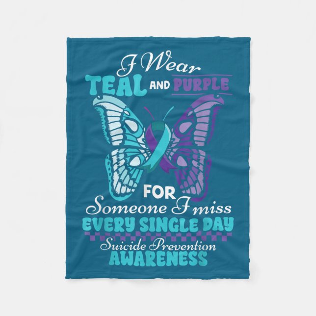 Manta Polar Suicide Prevention Wear Teal Purple Someone I Miss (Anverso)