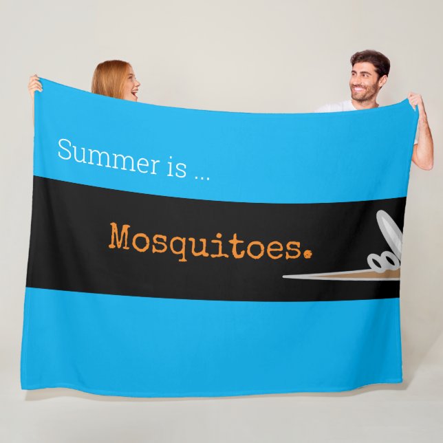 Manta Polar SUMMER IS MOSQUITOES Cute Drawing Azure Stripes (In situ)