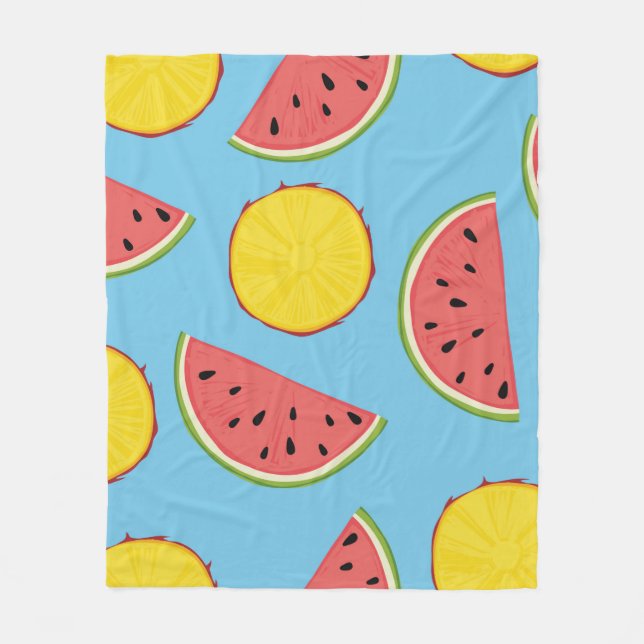 Manta Polar Summer pattern with pineapple and watermelonart,ba (Anverso)