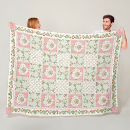 Manta Polar Summer Strawberries Gingham Floral Girls Bedroom