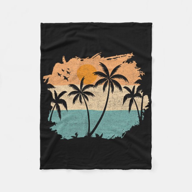 Manta Polar Summer Vacation Retro Sunset Beach Palms Tree Pock (Anverso)