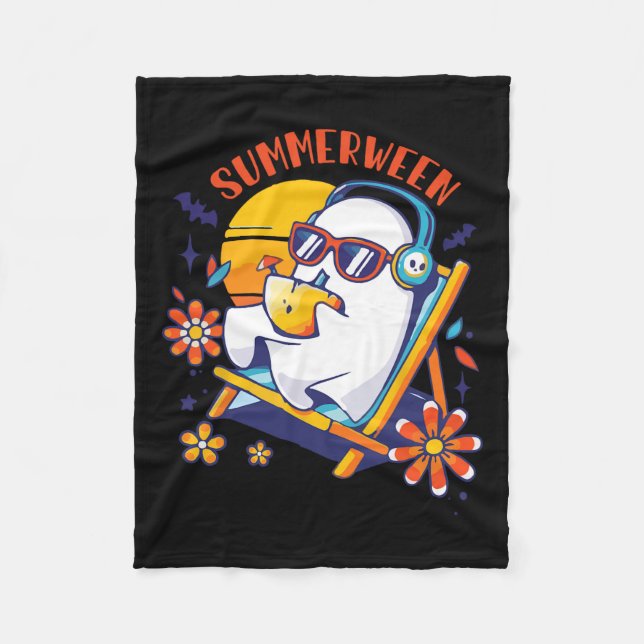 Manta Polar Summerween Cute Spooky Summer Ghost Halloween Love (Anverso)