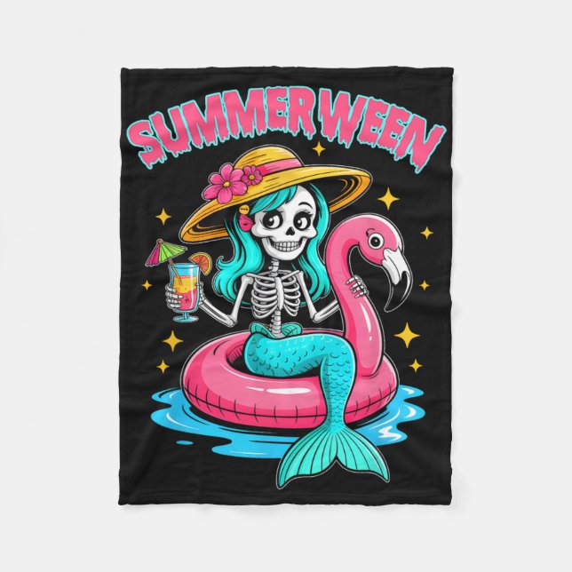 Manta Polar Summerween Mermaid Skeleton Halloween Flamingo Sum (Anverso)