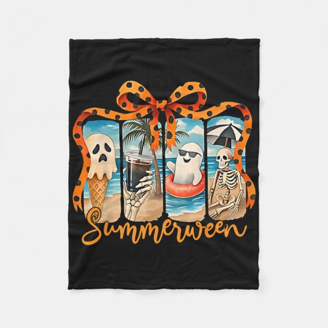 Manta Polar Summerween Skeleton Ghost Beach Fiesta Halloween V (Anverso)