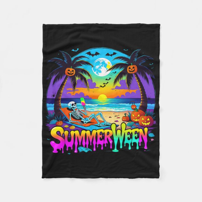 Manta Polar Summerween Skeleton Ghost Beach Funny Spooky Hallo (Anverso)