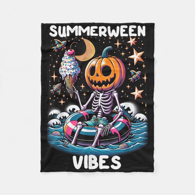Manta Polar Summerween Summer Halloween Funny Skeleton Ice Cre (Anverso)