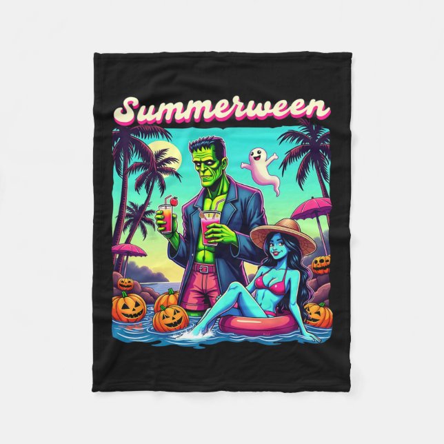 Manta Polar Summerween Summer Halloween Zombie Frankenstein Bo (Anverso)