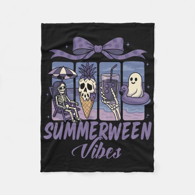 Manta Polar Summerween Vibes Skeleton Ghost Beach Fiesta Hallo (Anverso)
