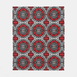 Manta Polar Sun Mandala Batik del Suroeste, Rojo, Negro y Blan