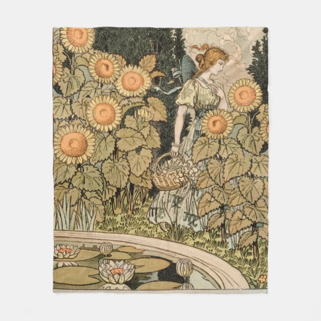 Manta Polar Sunflower Art Nouveau Garden Grasset Mujer (Anverso)