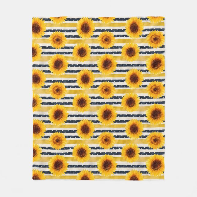 Manta Polar Sunflower Stripes Navy & Yellow  (Anverso)