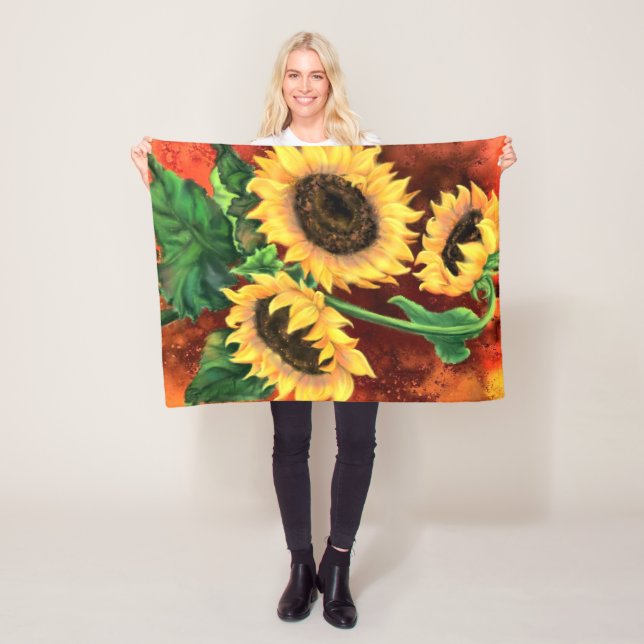 Manta Polar Sunflowers Baby Fleece Blanket - Pintura (In situ)