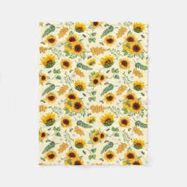 Manta Polar Sunflowers Honey Beds Yellow Floral Fleece Blanket