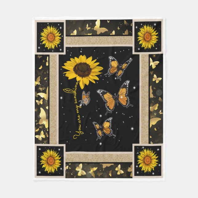 Manta Polar Sunflowers Monarch Butfly Eres Mi Sunshine (Anverso)