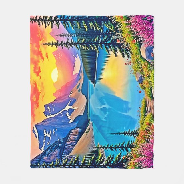 Manta Polar Sunset Mountain Lake Majesty Art (Anverso)