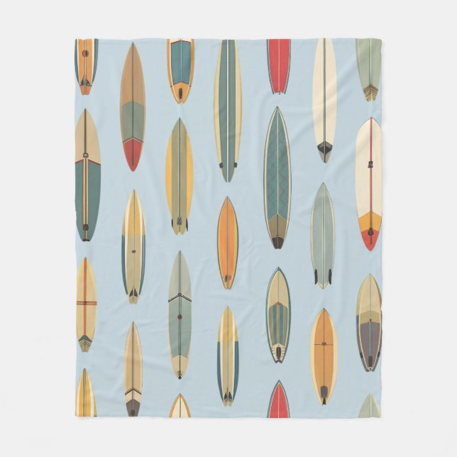 Manta Polar Surf Life - Retro Coastal Blue Surfboard Print (Anverso)