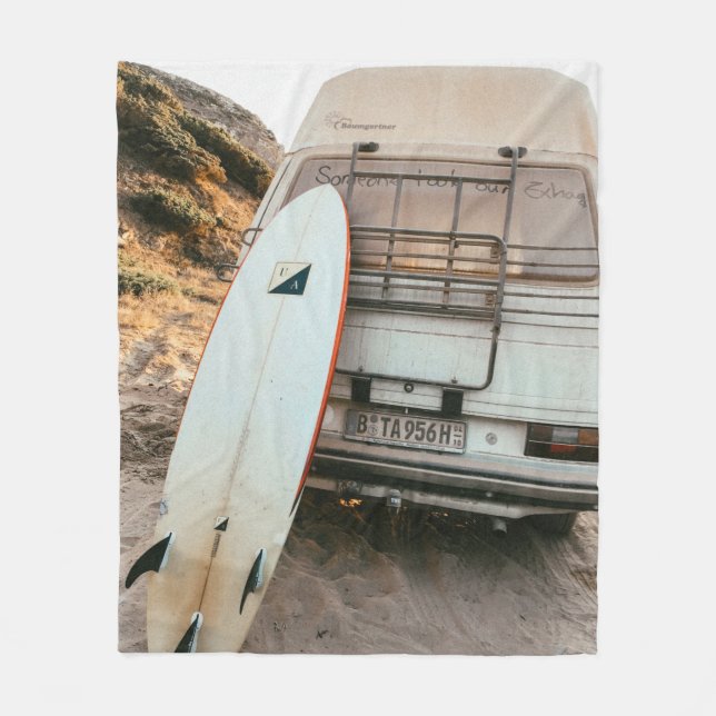 Manta Polar Surfboard blanco y negro (Anverso)