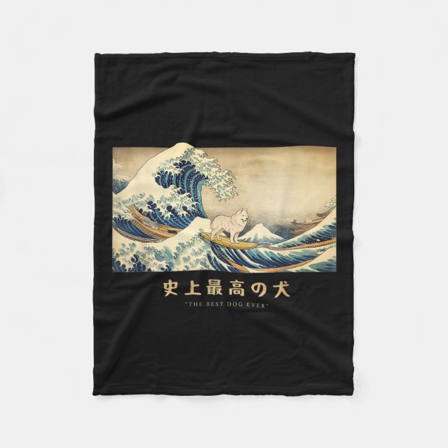 Manta Polar Surfing Samoyed Kanagawa Wave Japonés Perro Gracio (Anverso)