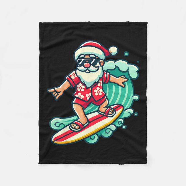 Manta Polar Surfing Santa Tropical Navidades Vacantes en (Anverso)