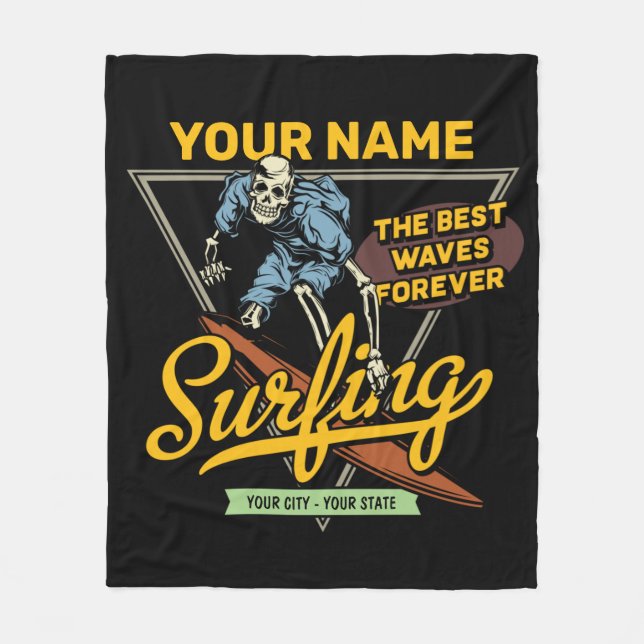 Manta Polar Surfista de Waves de Surf Personalizado (Anverso)