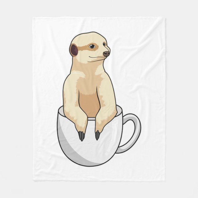 Manta Polar Suricata con taza de café (Anverso)