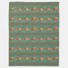 Manta Polar Suroeste Cute Javelina Familia Cobre Verde azulado