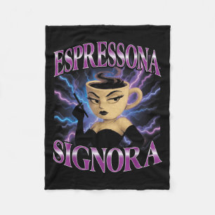 Manta Polar Surreal italiano Brainrot Meme Espressona Signora