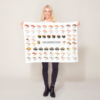 Manta Polar Sushi Guide Blanket – Japanese Food Chart Throw