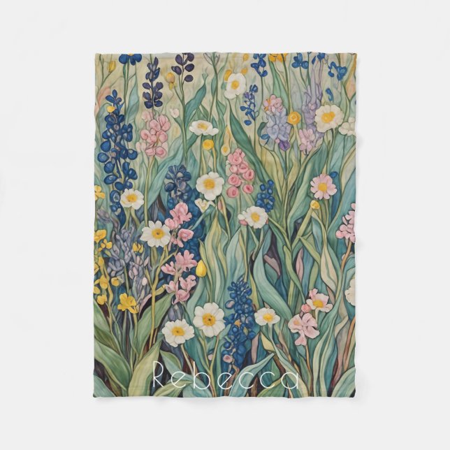 Manta Polar Susurros de pradera: Flores silvestres pasteles (Anverso)