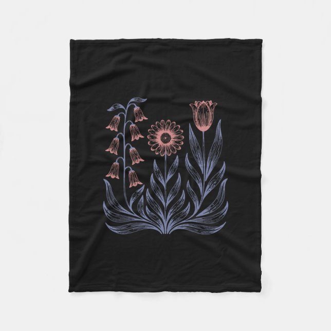 Manta Polar Sutiles flores boho anti Trump (Anverso)