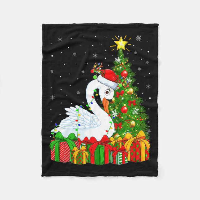 Manta Polar Swan Bird Xmas Holiday Santa Swan Christmas Tree  (Anverso)