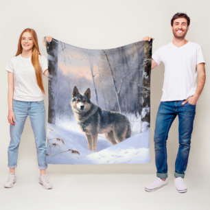Manta Polar Swedish Vallhund Deja que nieve Navidad