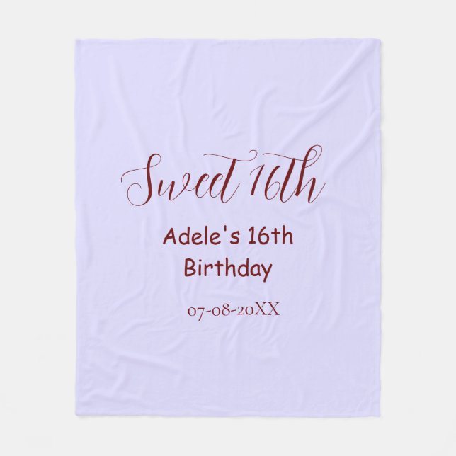 Manta Polar Sweet 16th birthday purple pastel mauve retro name (Anverso)