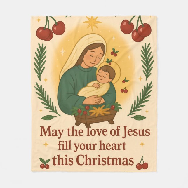 Manta Polar Sweet Cherry Christmas – Divine Love Collection (Anverso)