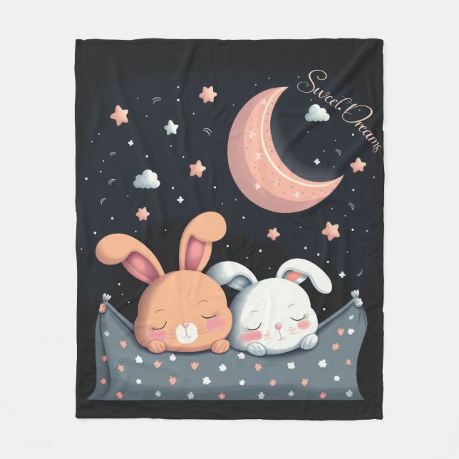 Manta Polar Sweet Dreams Cute Design Bunny (Anverso)