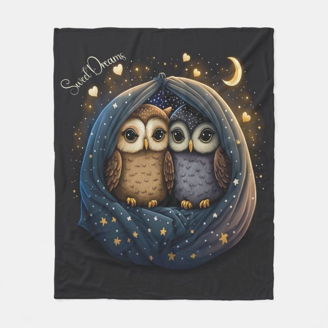 Manta Polar Sweet Dreams Cute Design Owl (Anverso)