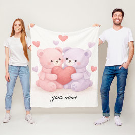 Manta Polar Sweet Hugs & Hearts: Soft Watercolor Cuddling Bear