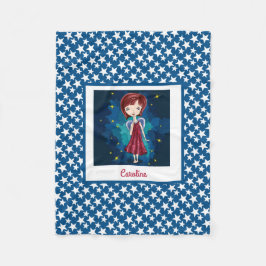 Manta Polar Sweet Night Angel & stars on blue personalized