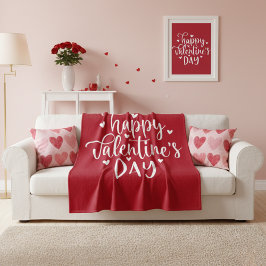 Manta Polar Sweet Red and White Happy Valentine's Day 