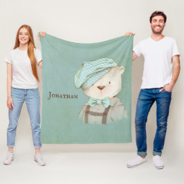 Manta Polar Sweet Teddy Bear Overalls Gorra Nombre personaliza