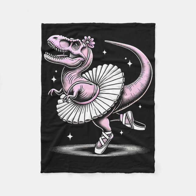 Manta Polar T-Rex Bailando En Tutú Y Pantuflas (Anverso)