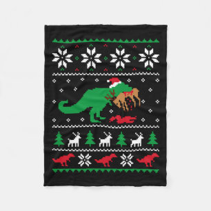 Manta Polar T Rex Comiendo Reno Dinosaurio Divertido Navidad F