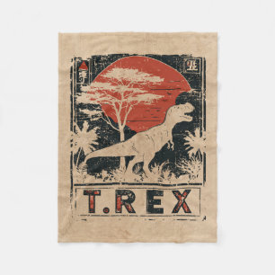 Manta Polar T-Rex Dinosaur Vintage Art Wabi Sabi Red Sun