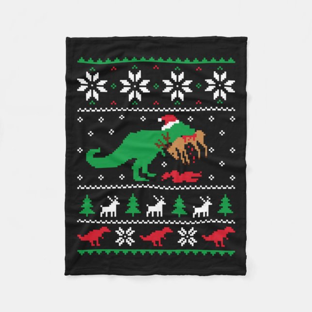 Manta Polar T Rex Eating Reindeer Funny Dinosaur Christmas Ugl (Anverso)